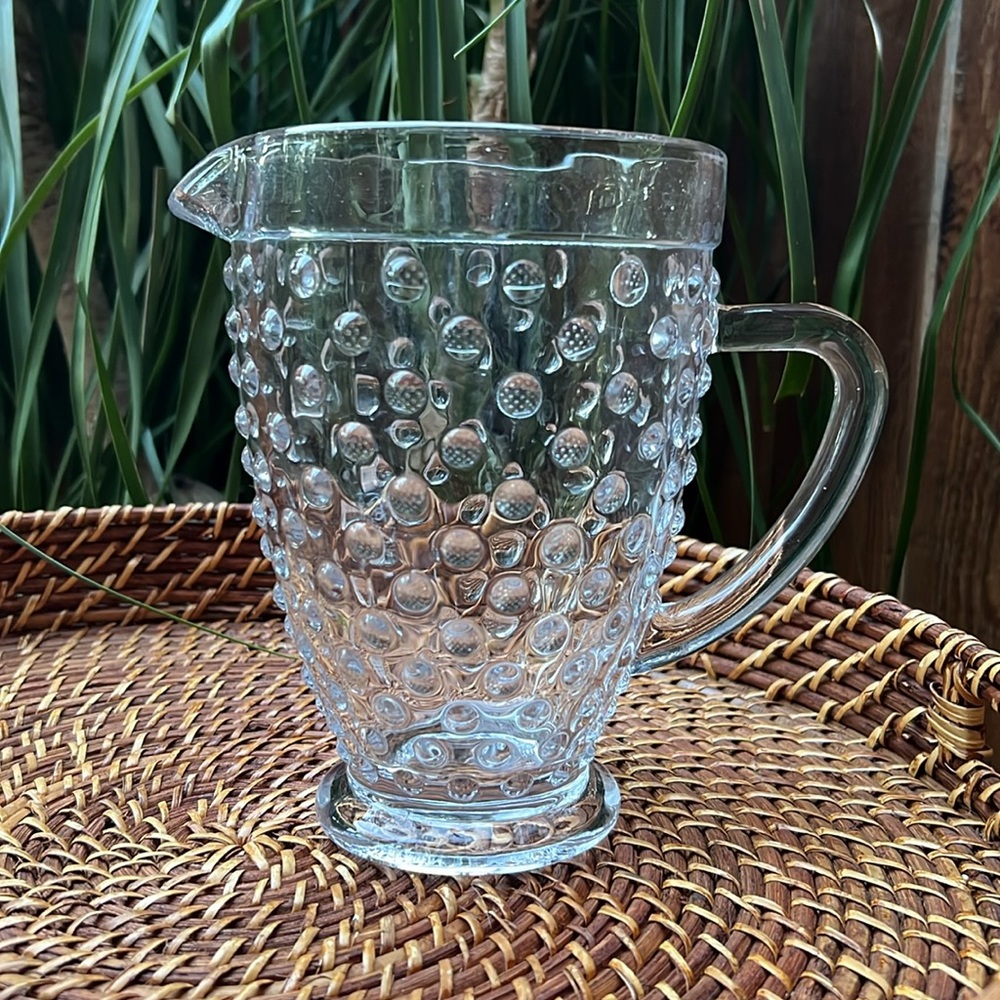 Large 40.5 oz Glass Hobnail Pitcher